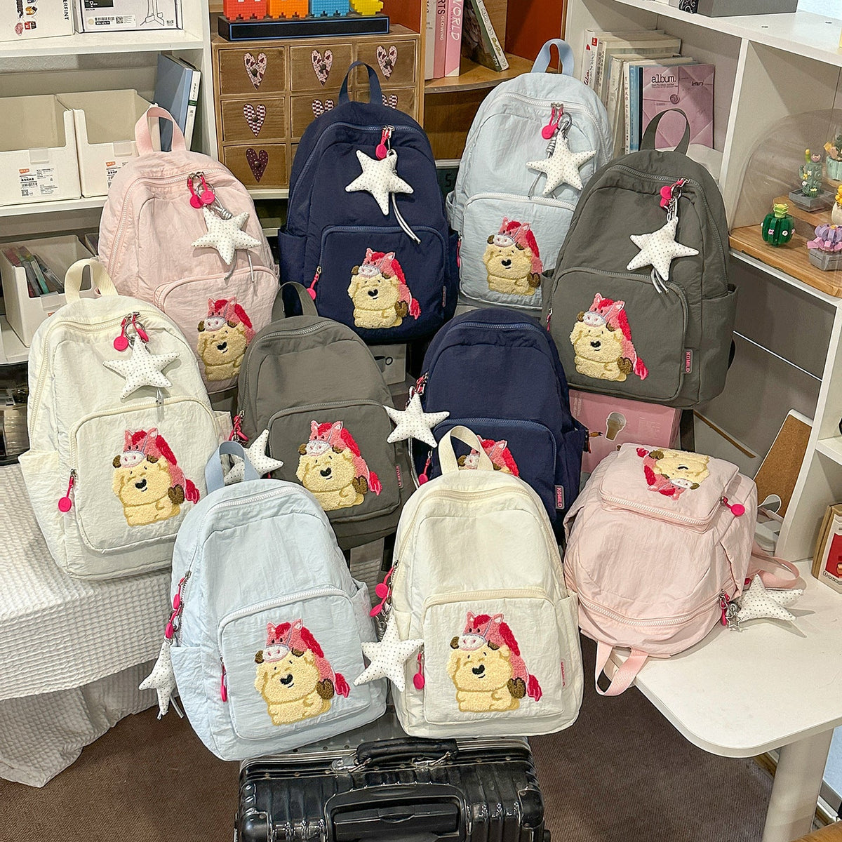 Playful Animal-Theme Embroidered Backpack LoungeYard — product view 4