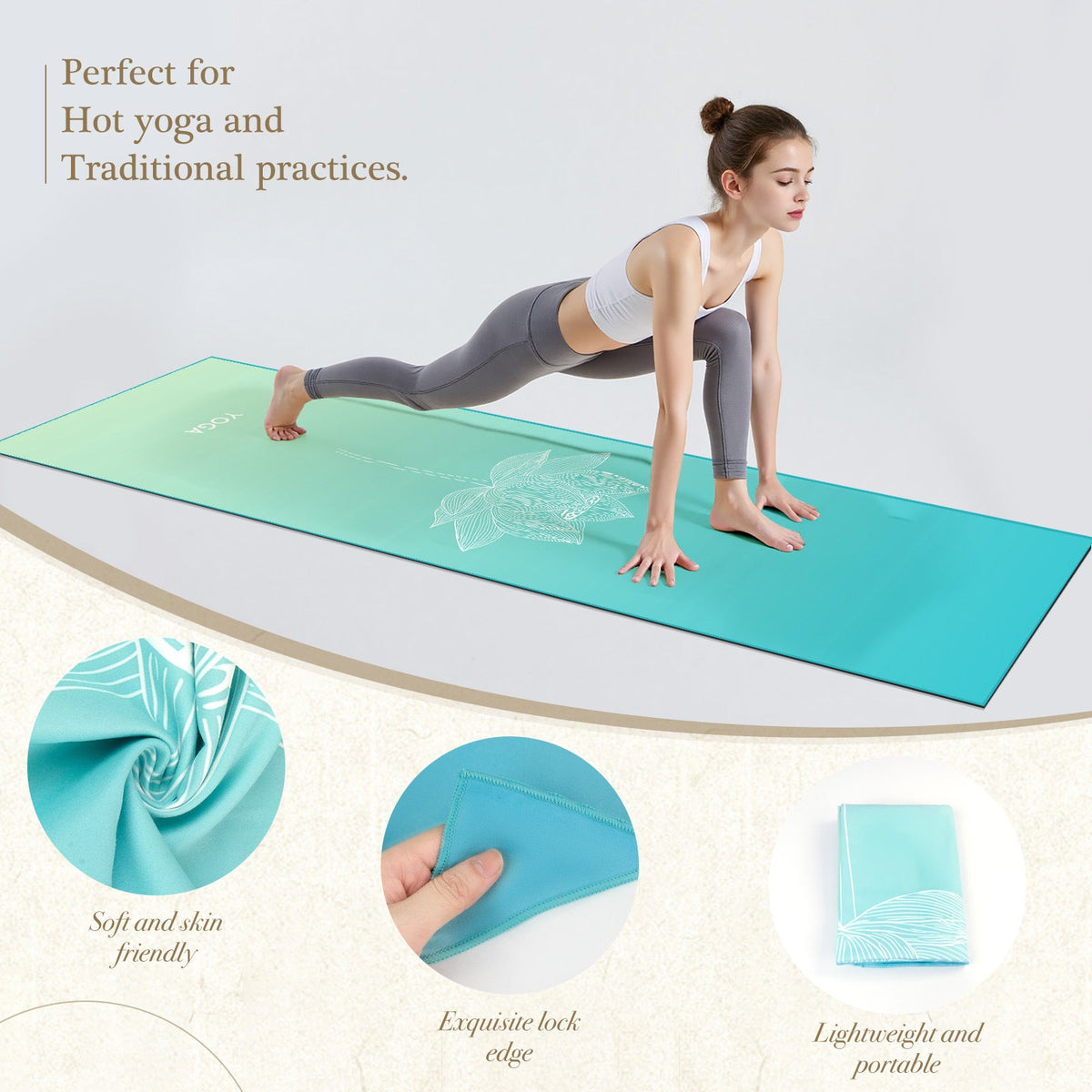 Quick-Drying Non-Slip Microfiber Yoga Towel with Mandala Grip Pattern LoungeYard — product view 5