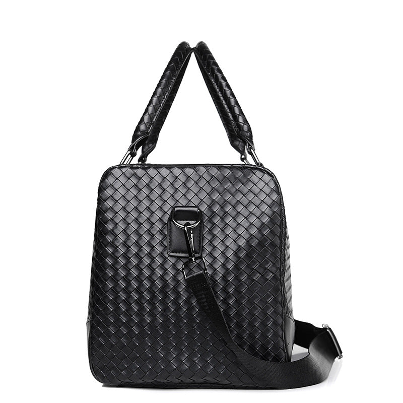 Woven Leather Weekender Duffel Bag LoungeYard — product view 2