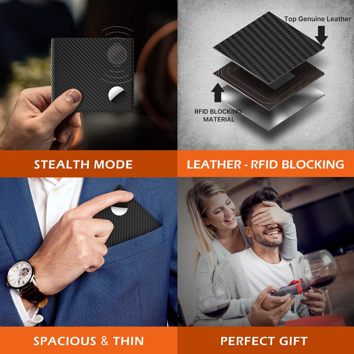 RFID Shielded Leather Wallet LoungeYard — product view 3