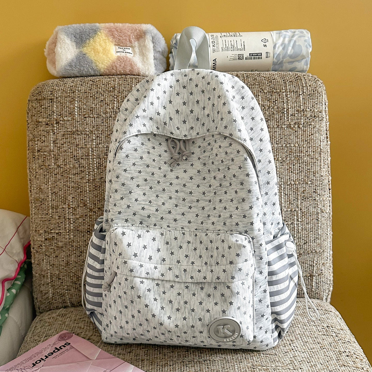 Cute Star-Patterned Backpack LoungeYard — product view 6
