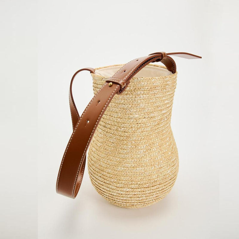 Handmade basket bag with elegant leather strap LoungeYard — product view 3