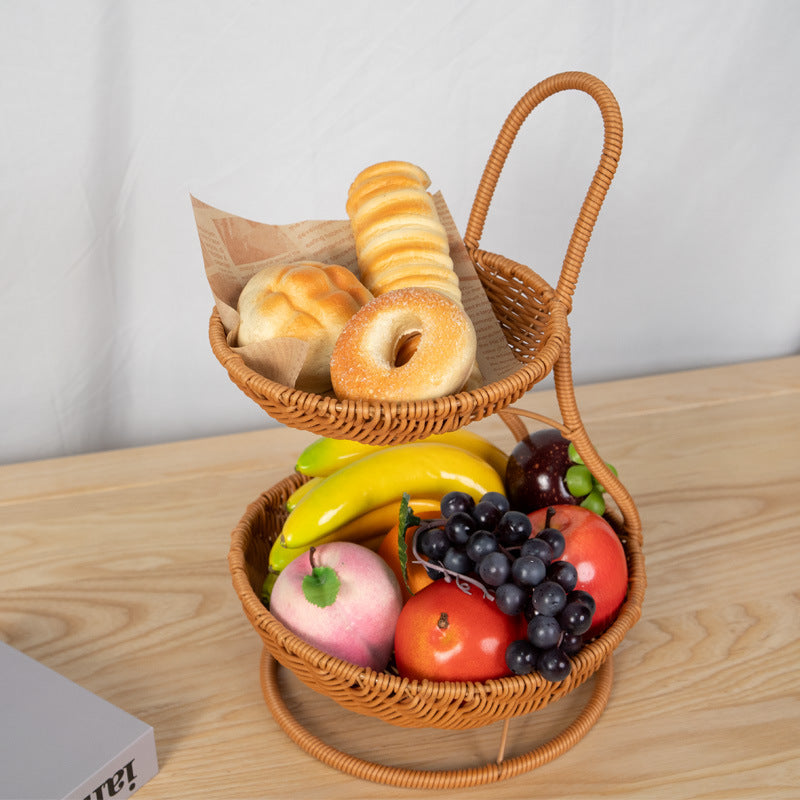 Two-Tiered Wicker Fruit Stand LoungeYard — product view 2