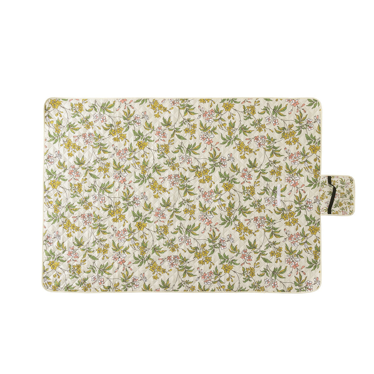 Quilted picnic and beach blanket set with carrying strap and water-repellent back — product view 6
