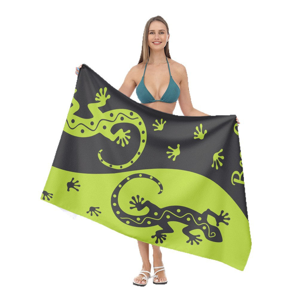 Beach towel with colorful gecko pattern LoungeYard — product view 3