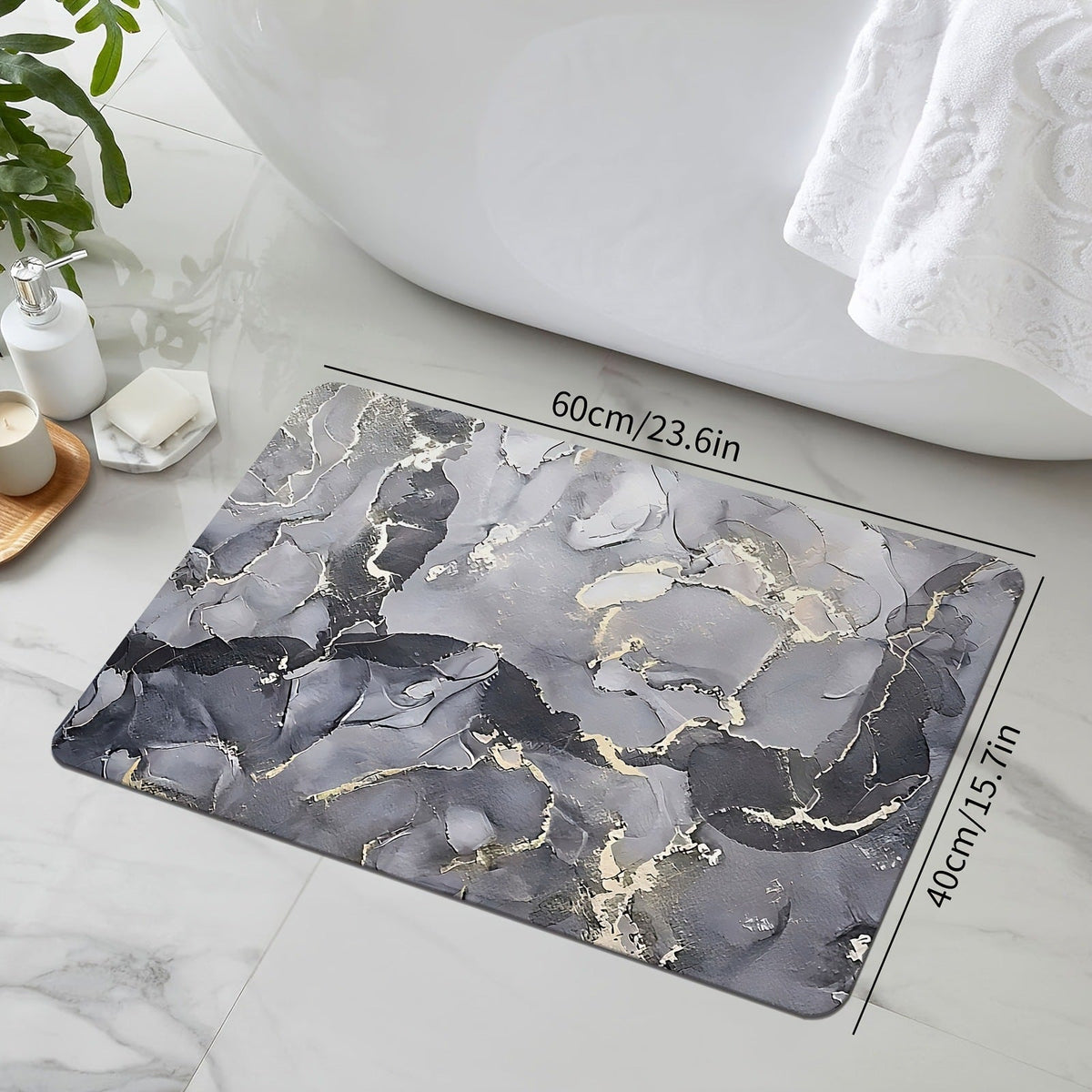 Luxurious Marble Design Bath Mat — product view 1