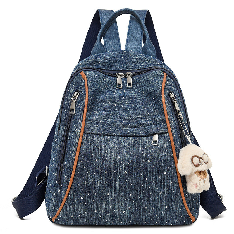 Casual Denim-Style Backpack LoungeYard — product view 3