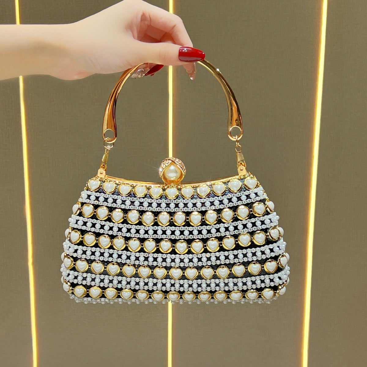 Decorative Heart-Appliqué Evening Handbag — product view 2