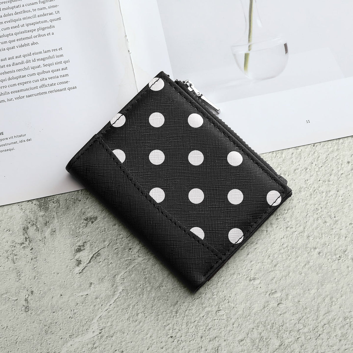 Compact Polka Dot Zip Wallet — product view 1