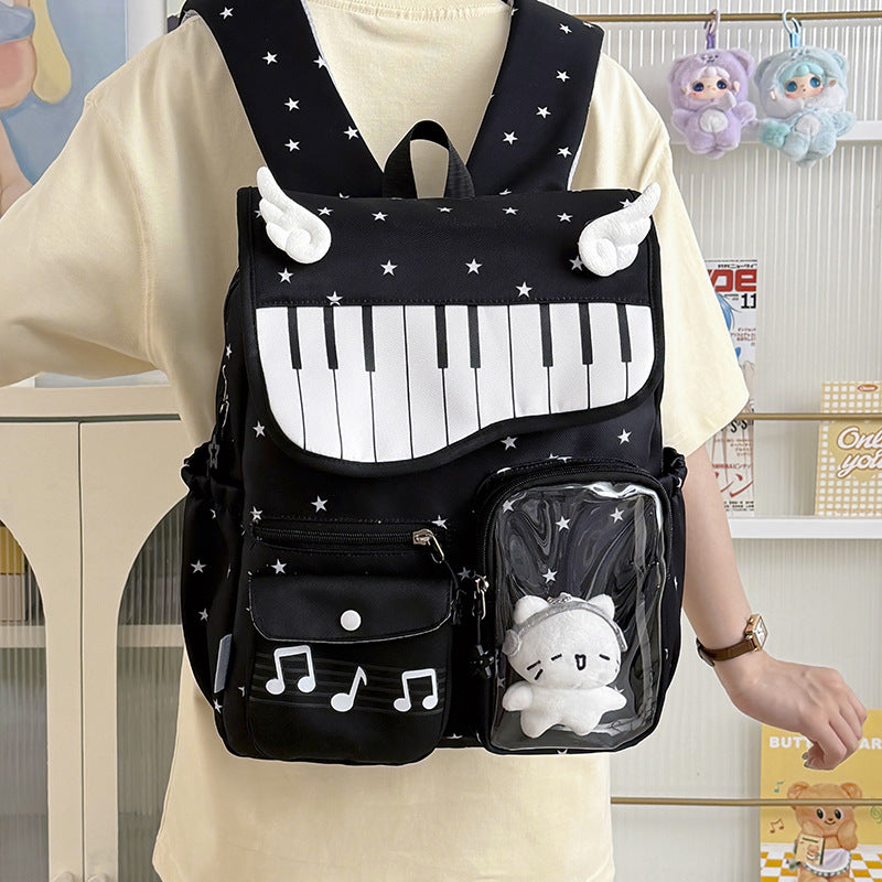 Piano-Themed Casual Backpack LoungeYard — product view 1