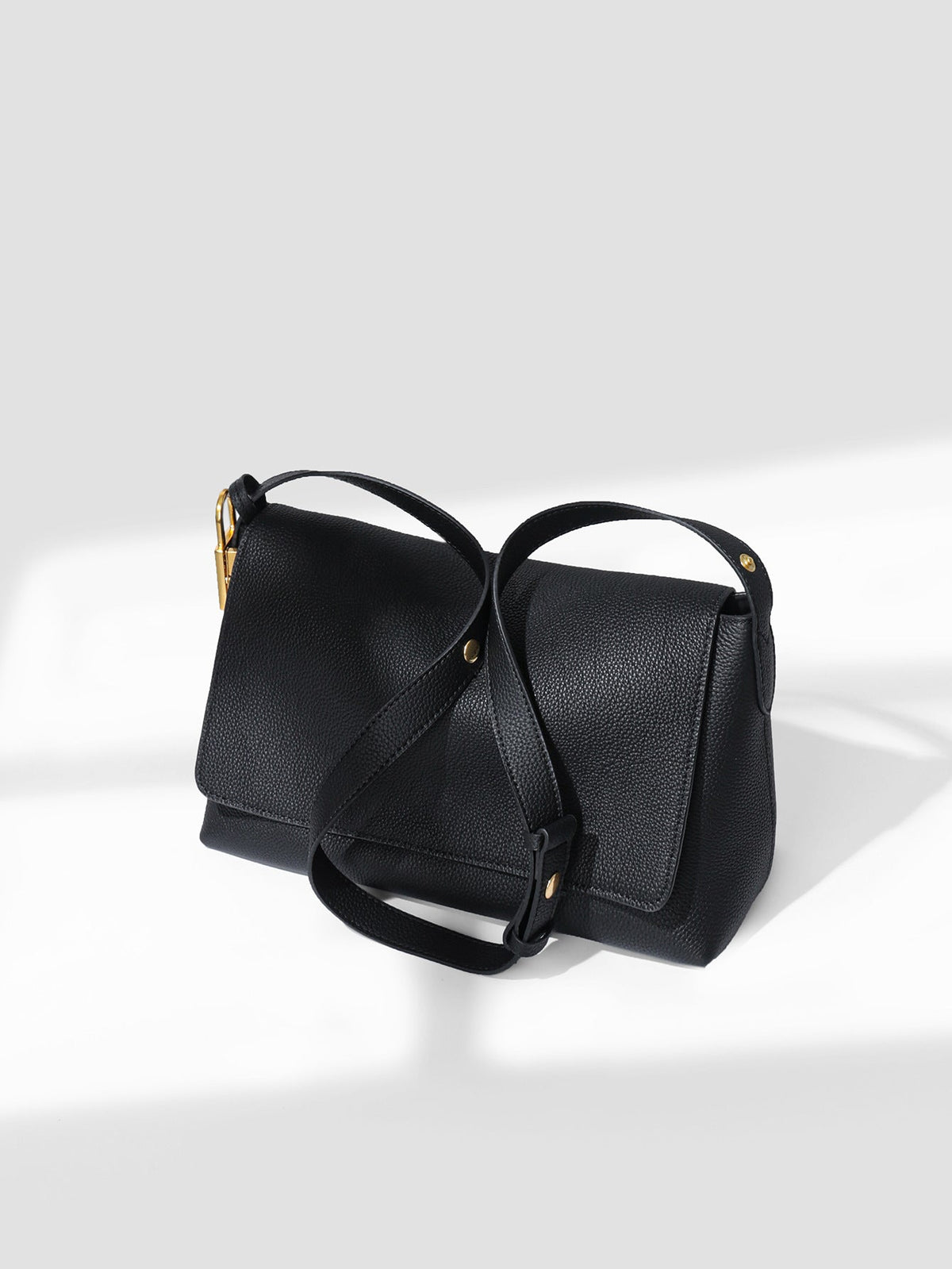 Pebbled Leather Structured Crossbody Satchel — product view 6