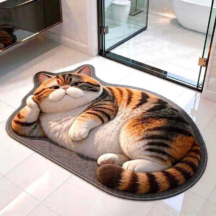 Cartoon Cat-Shaped Plush Bath Mat — product view 4