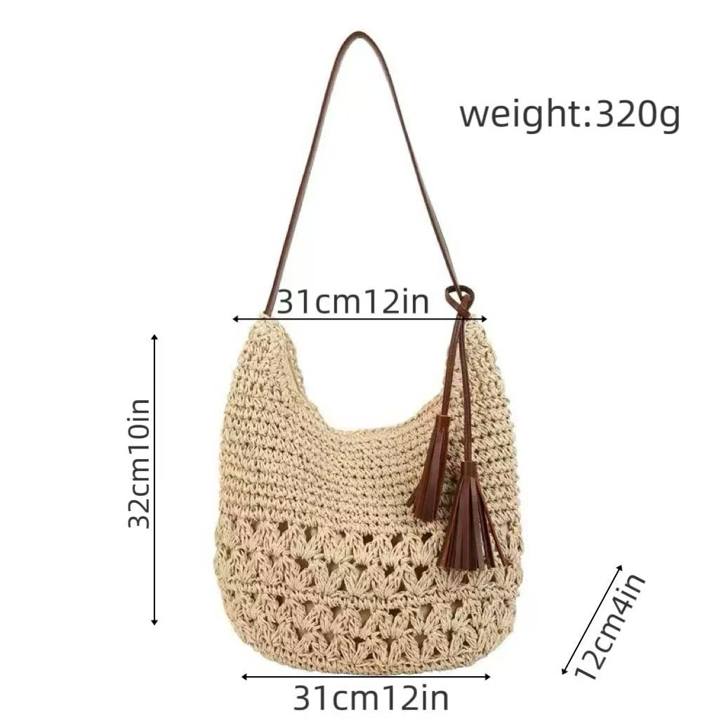 Macrame Crossbody Bag with Tassel Details LoungeYard — product view 7