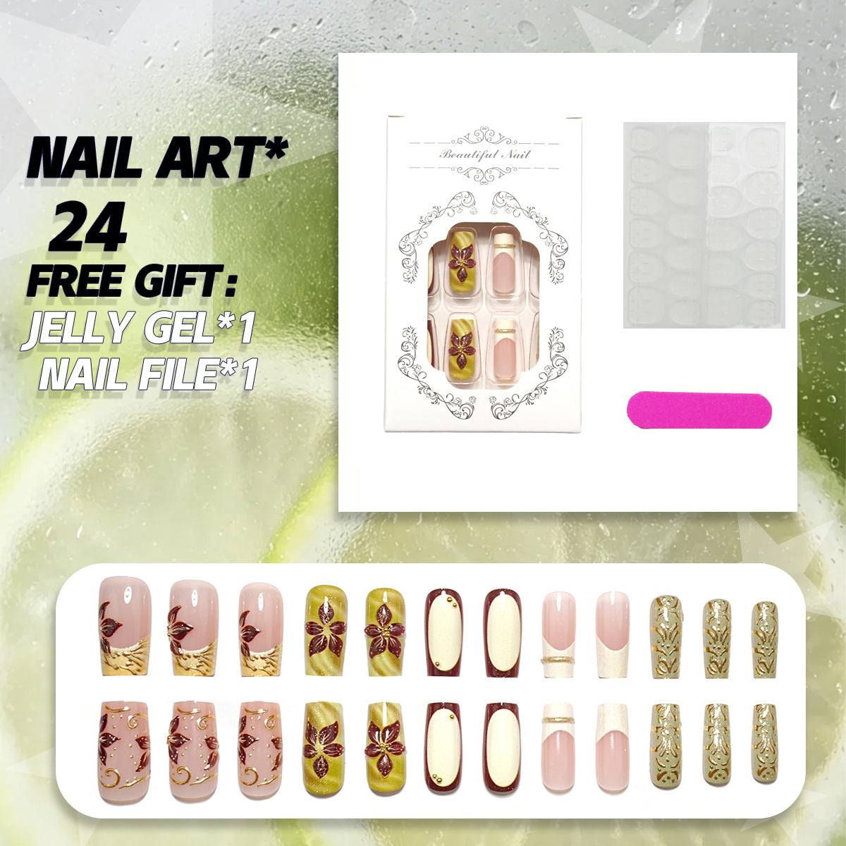 Floral Design Press-On Nails — product view 3