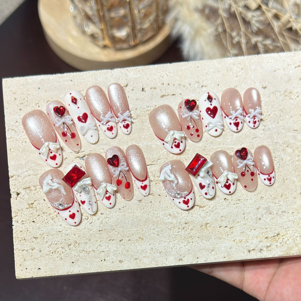 Heart-Themed Decorative Press-On Nails — product view 1