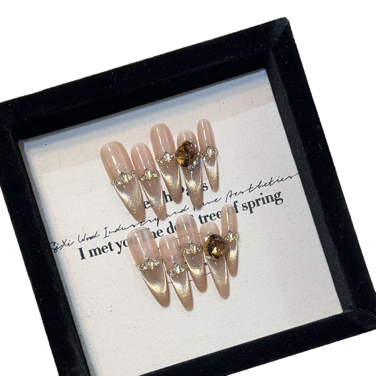 Elegant Stiletto Press-On Nails with Gemstone Accents — product view 4