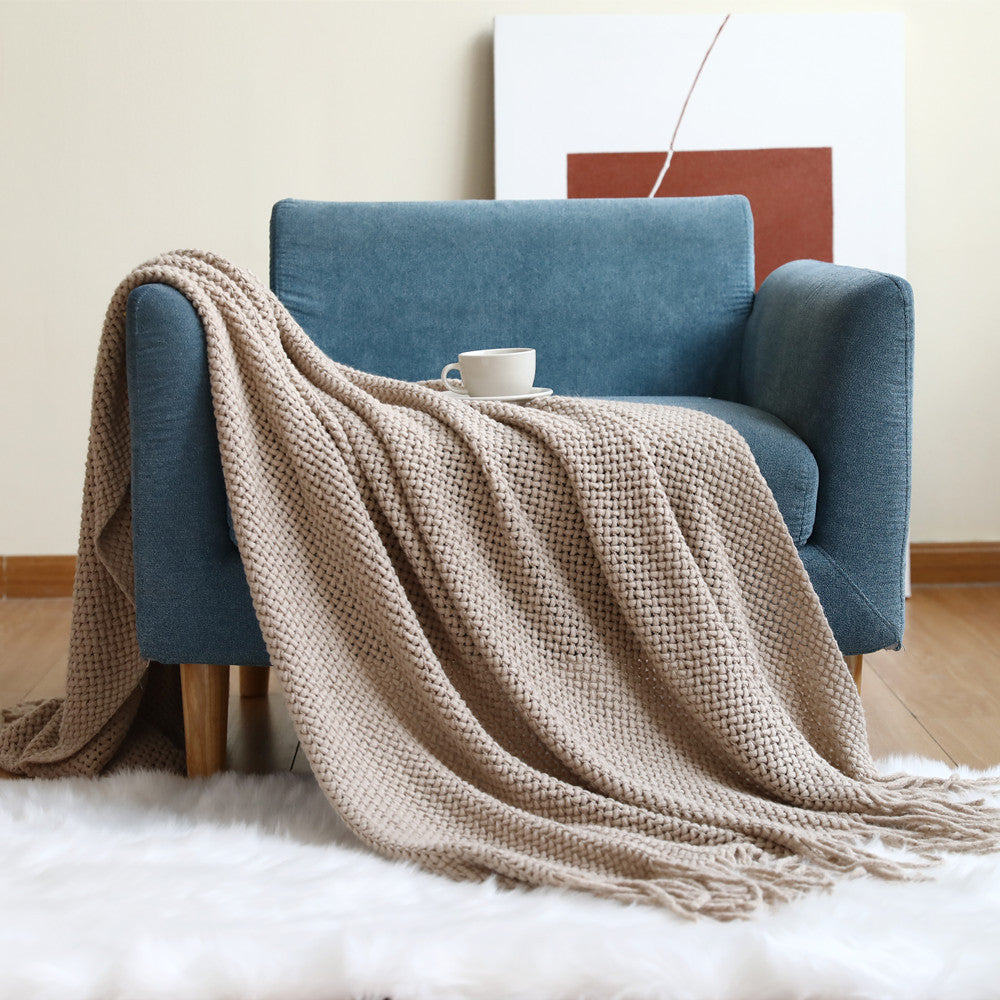 Cozy Waffle Knit Throw Blanket LoungeYard — product view 6