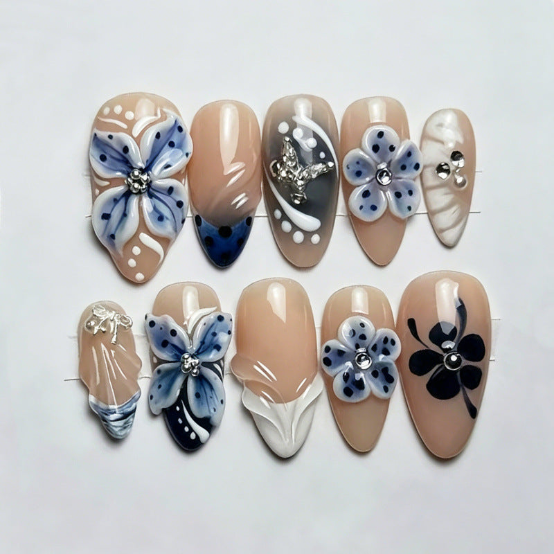 Artistic Floral Acrylic Press-On Nail Set — product view 1