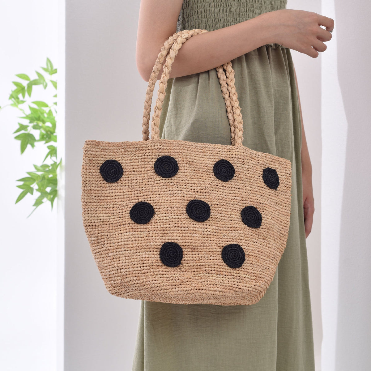 Handcrafted tote bag with colored appliques LoungeYard — product view 3