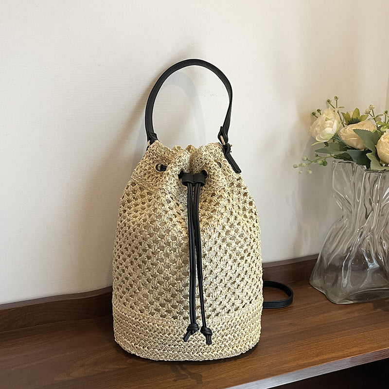 Woven Drawstring Bucket Bag — product view 1