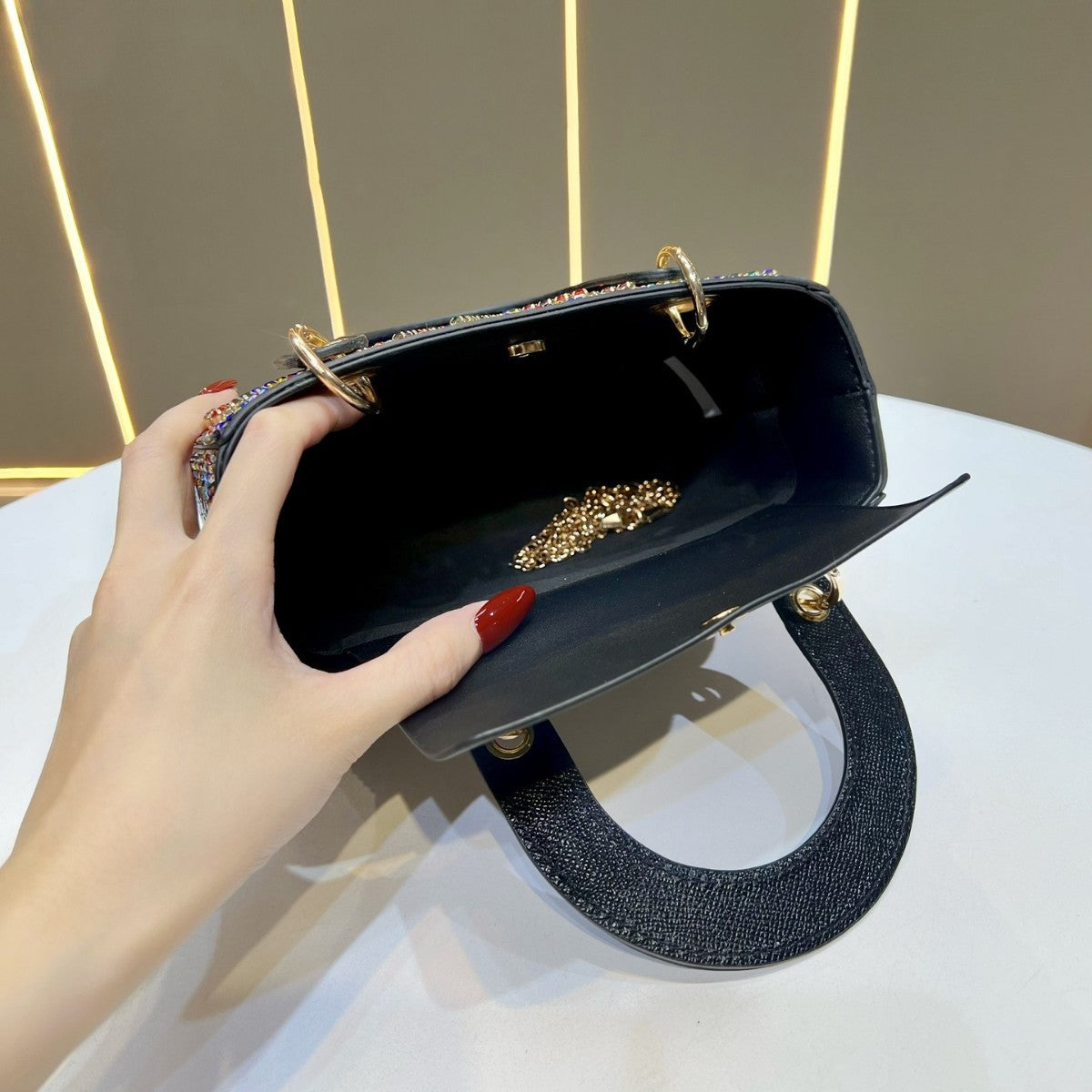Ornate Crystal-Embellished Handheld Clutch — product view 3