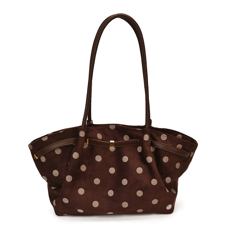 Polka Dot Suede Shoulder Tote — product view 4