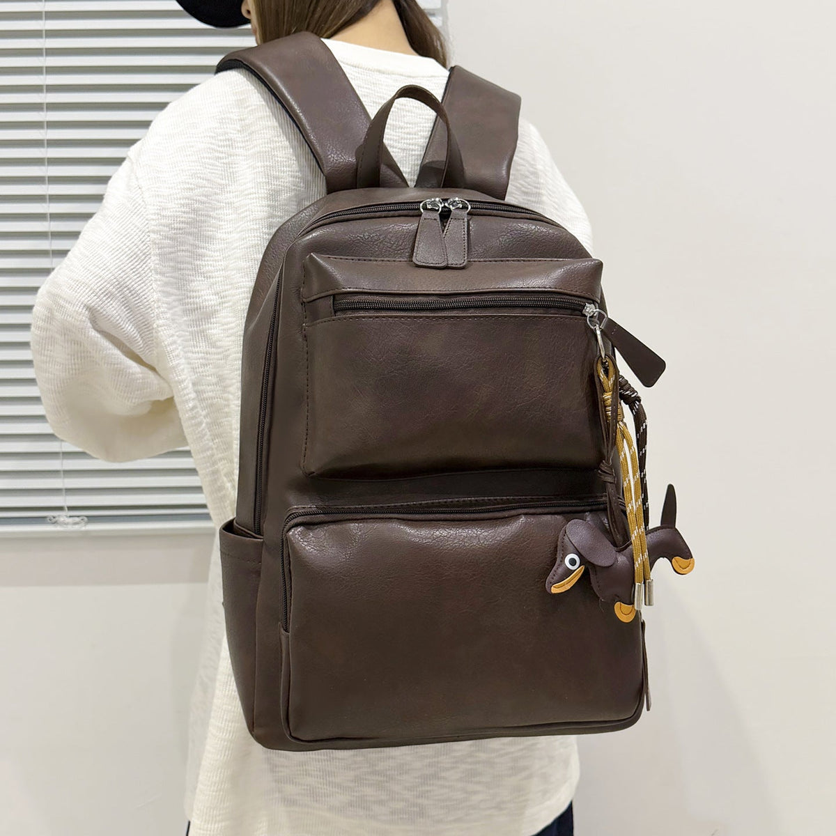 Modern Leather Backpack LoungeYard — product view 2