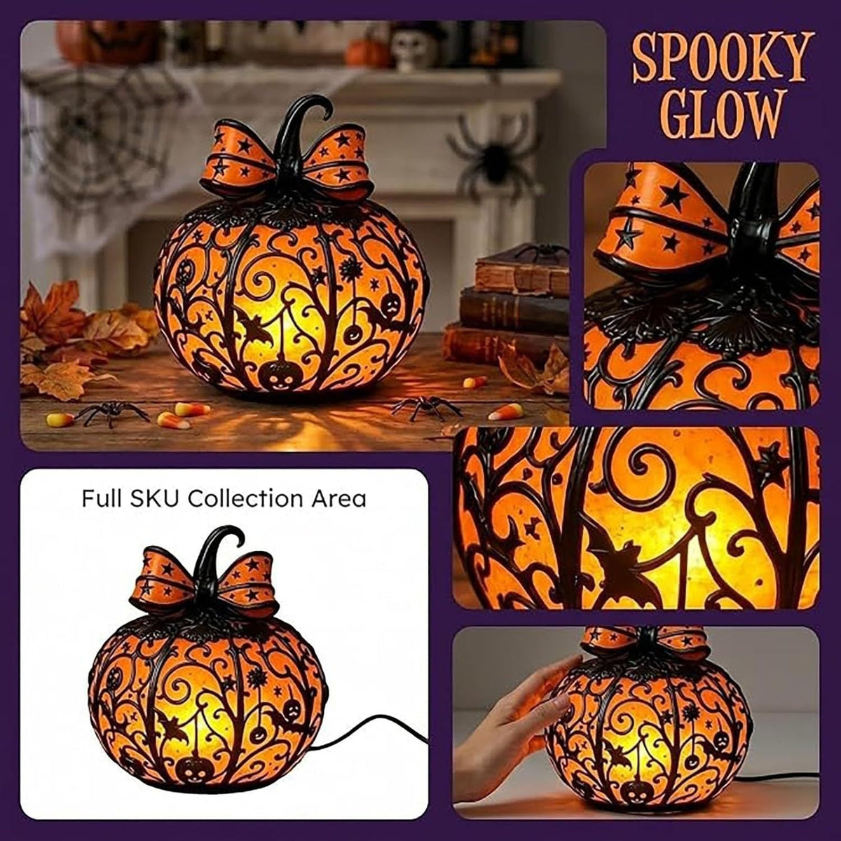 Decorative Pumpkin Lantern Bowlift — product view 4