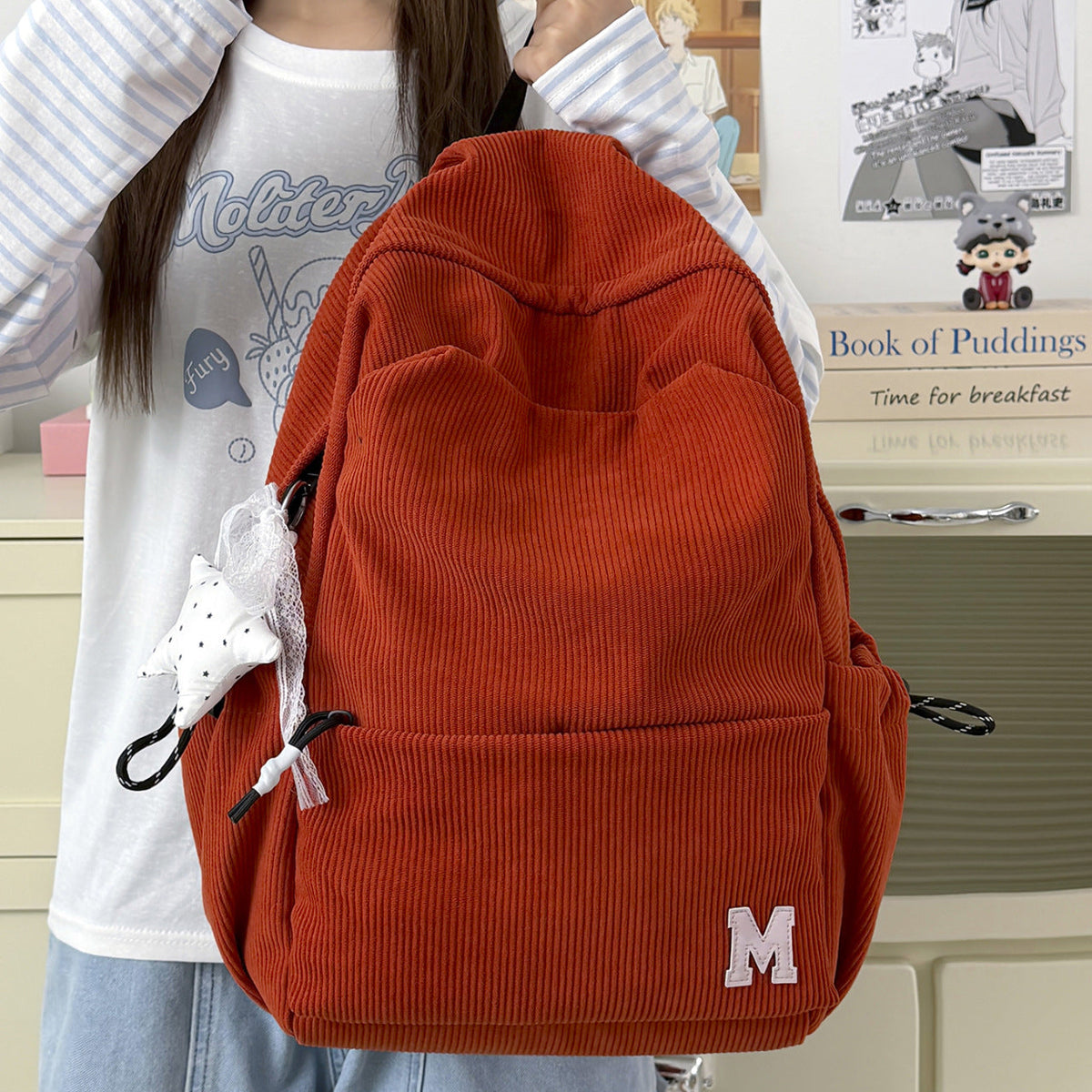 Corduroy Casual Backpack LoungeYard — product view 1