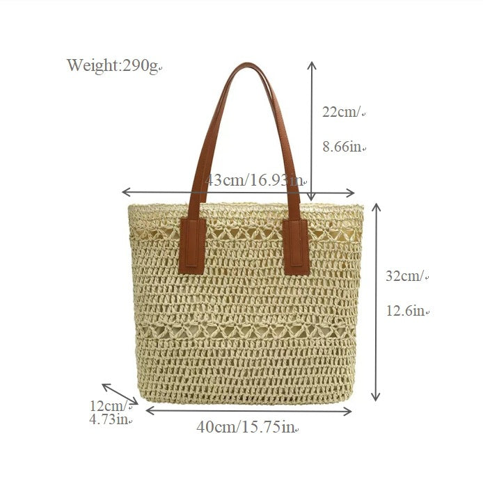 Handmade beach bag with wide leather handles LoungeYard — product view 7