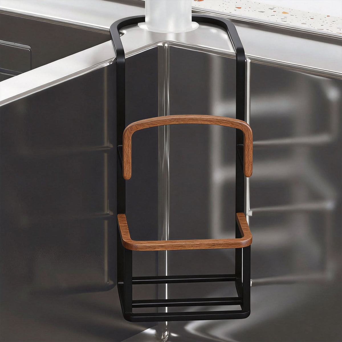 Over-Faucet Stainless Steel Sponge & Scrubber Caddy with Elevated Drainage Rack — product view 1
