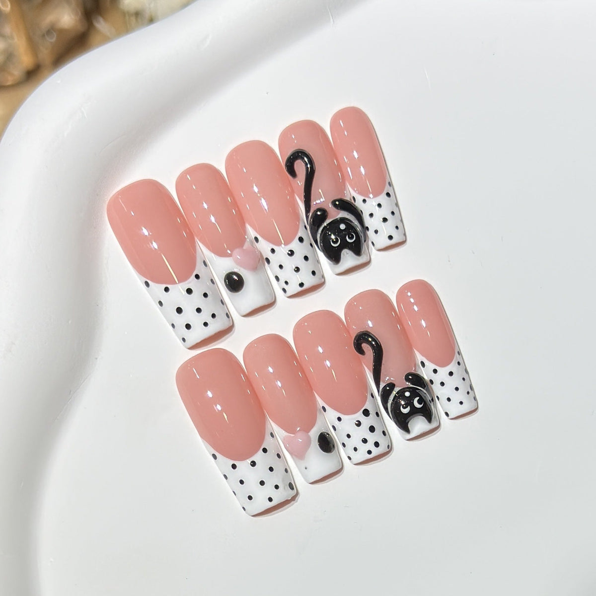 Playful Cat-Themed Press-On Nail Art Set — product view 5