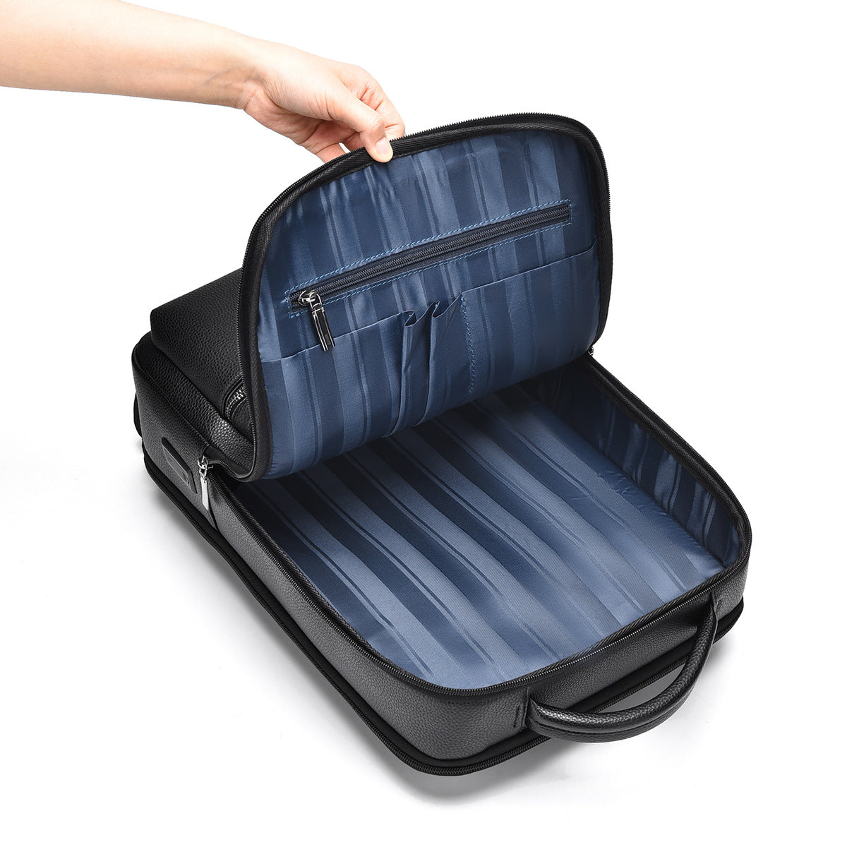 Sleek Leather Laptop Backpack LoungeYard — product view 4