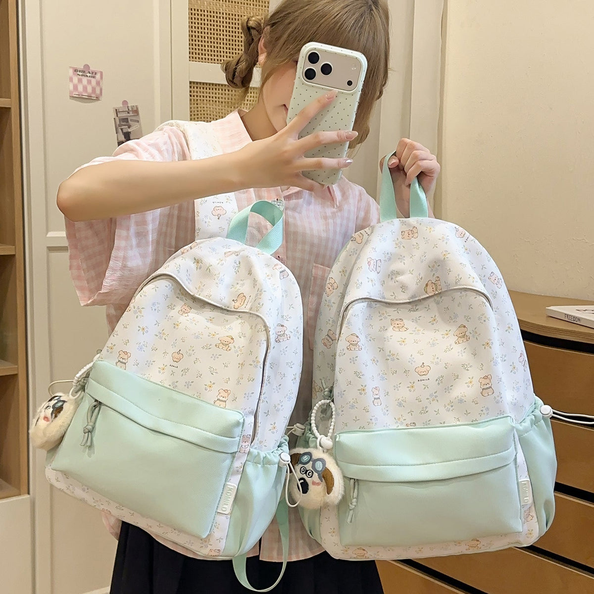 Cute Cartoon Animal Print Backpack LoungeYard — product view 4