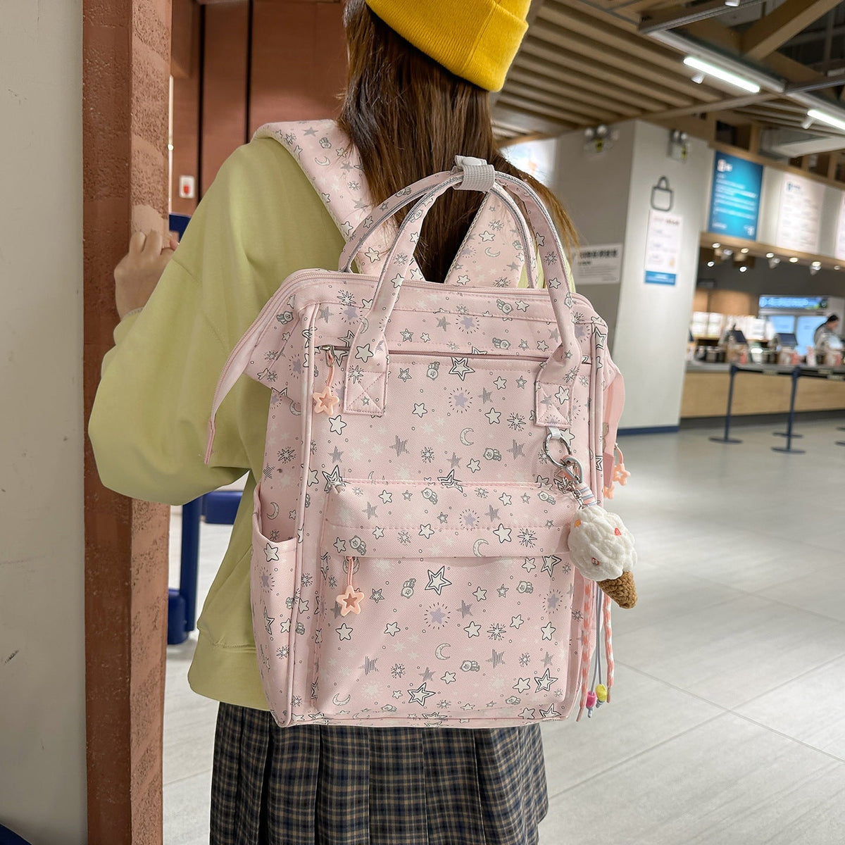 Stylish Star-Patterned Backpack LoungeYard — product view 2