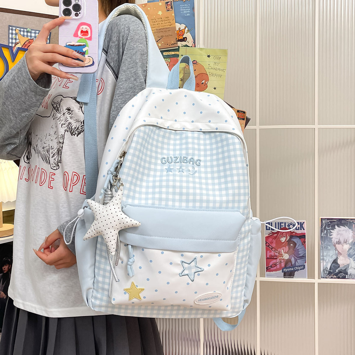 Charming Checked Pattern Backpack LoungeYard — product view 1