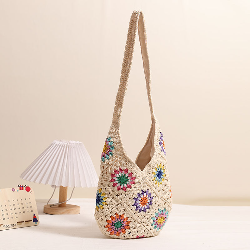 Handmade Crocheted Bag with Colorful Flower Design LoungeYard — product view 3