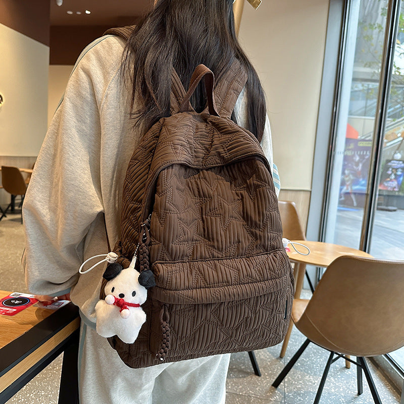 Quilted Backpack with Decorative Charm LoungeYard — product view 2