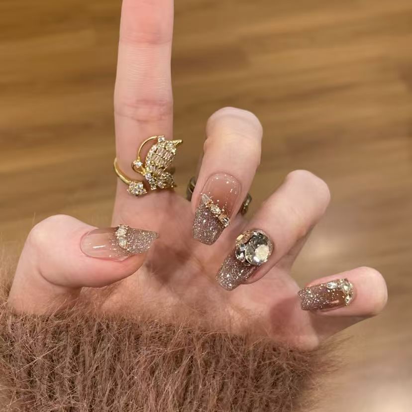 Glamorous Glitter French Tip Nail Extensions — product view 2