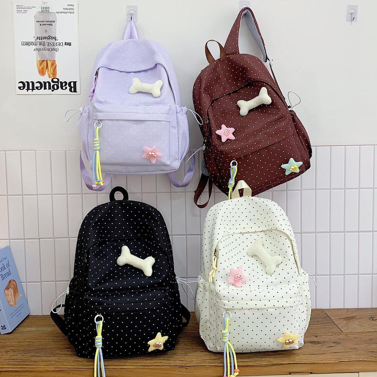 Cute Polka Dot Graphic Backpack LoungeYard — product view 4