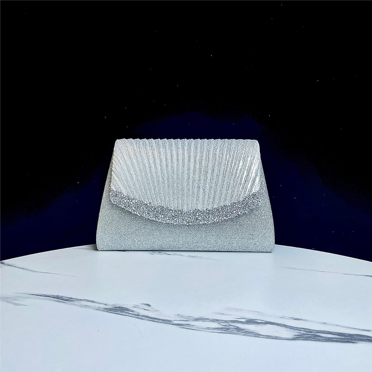 Pleated Satin Evening Clutch — product view 7
