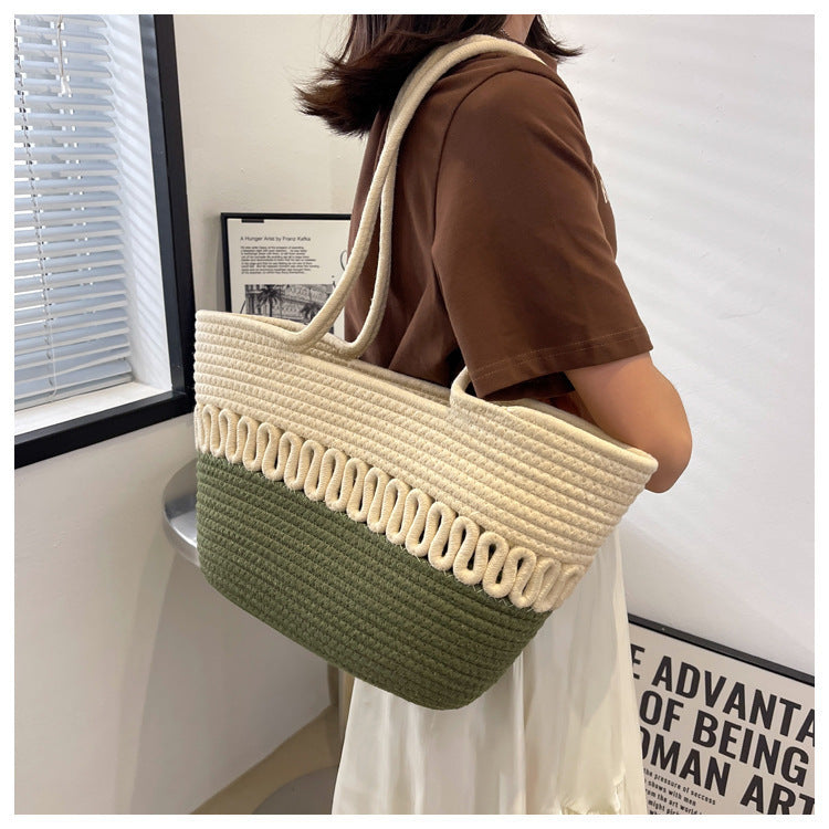 Elegant Handcrafted Beach Bag with Fine Braided Pattern LoungeYard — product view 6