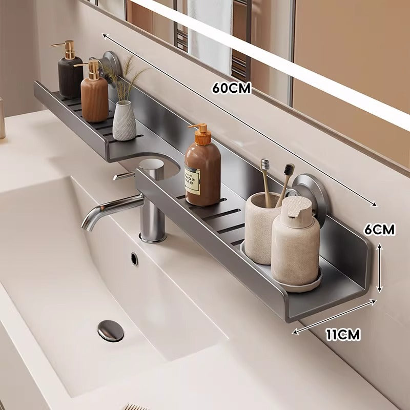 Slim Ventilated Suction-Mounted Bathroom Vanity Shelf — product view 4