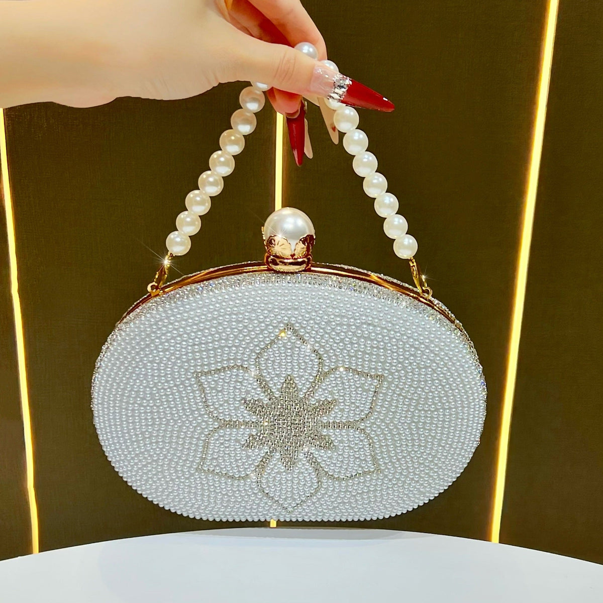 Pearl Beaded Evening Clutch — product view 6