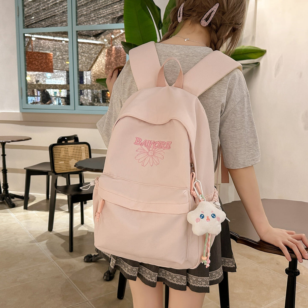 Floral Embroidered Casual Backpack LoungeYard — product view 3