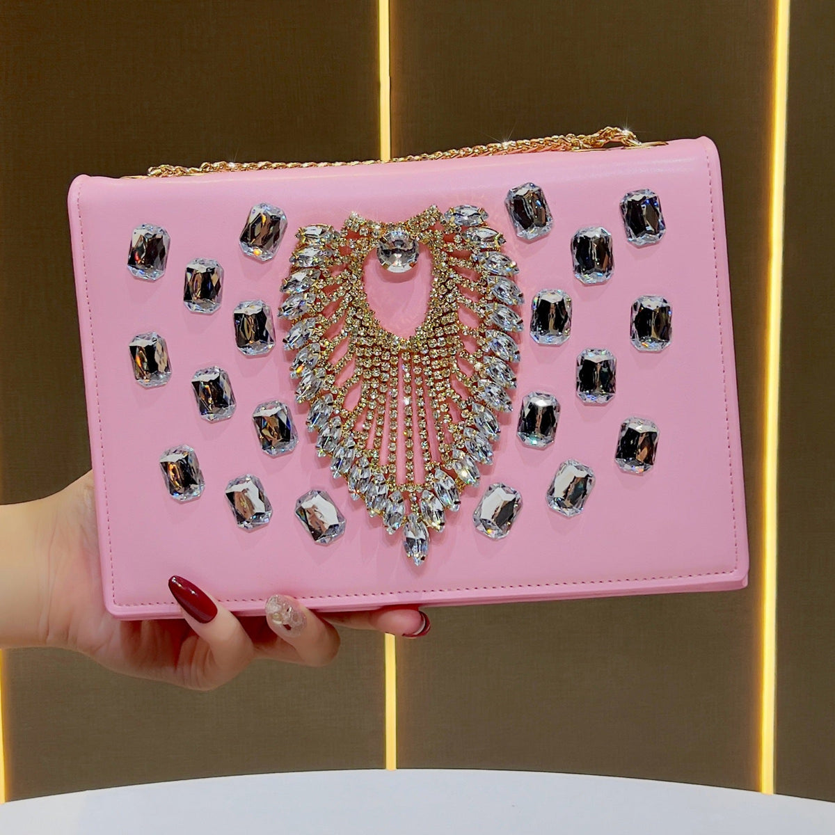 Decorative Crystal-Embellished Evening Clutch — product view 4