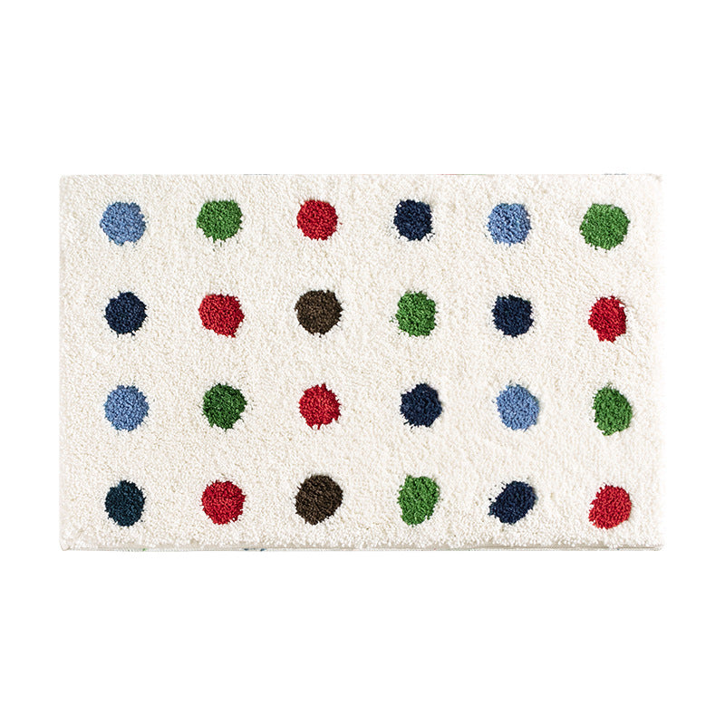 Modern striped bath mat with textured high pile and non-slip latex base LoungeYard — product view 4