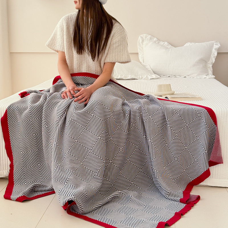 Geometric Patterned Soft Throw Blanket — product view 3