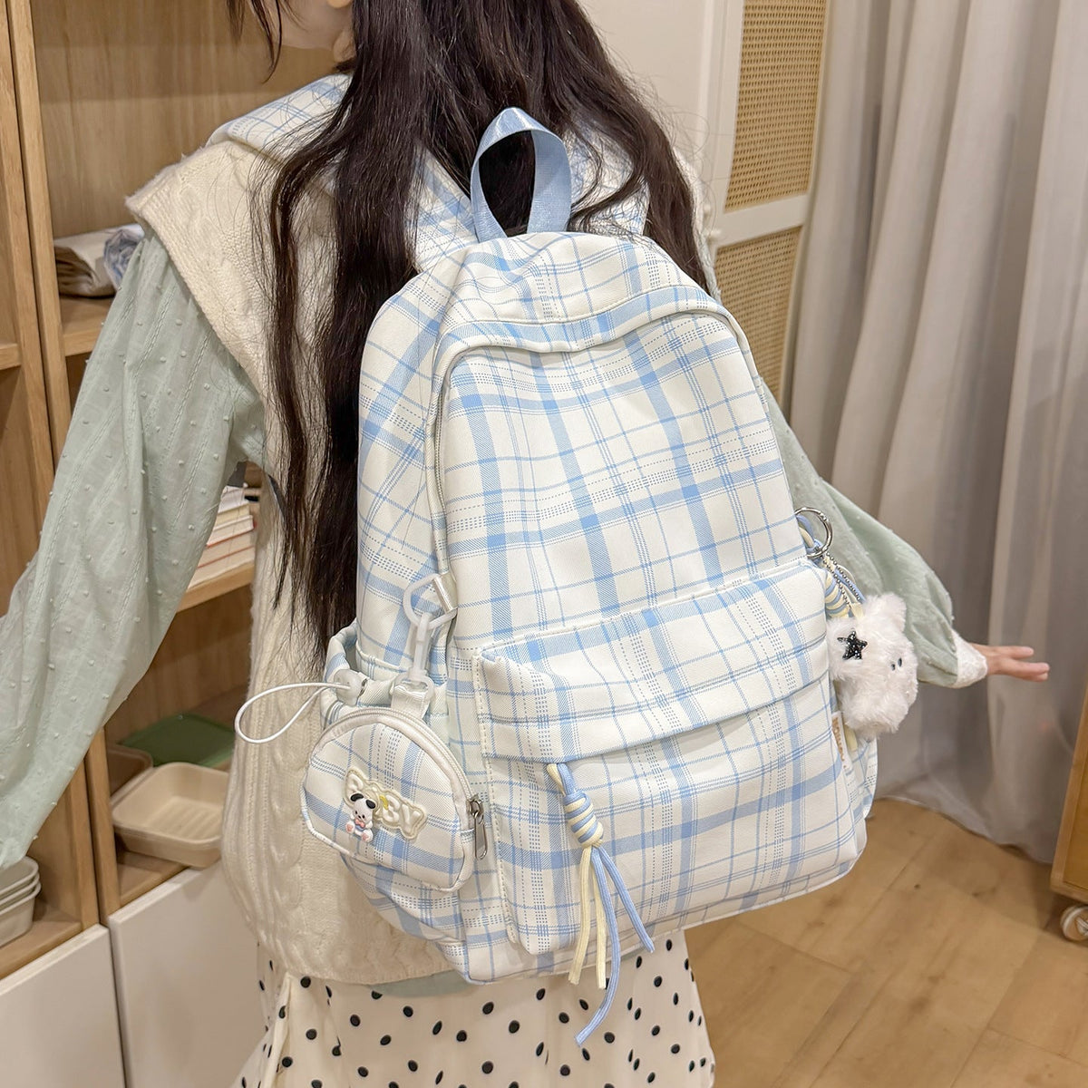 Playful Plaid Design School Backpack LoungeYard — product view 1