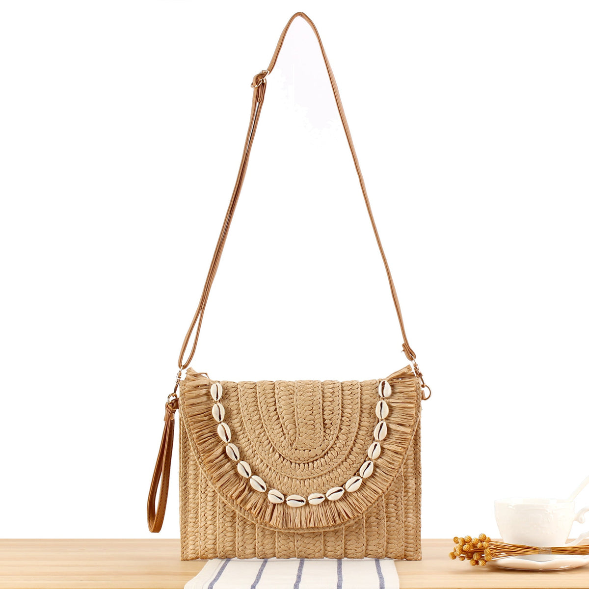 Stylish handbag with fringed shell decoration LoungeYard — product view 6